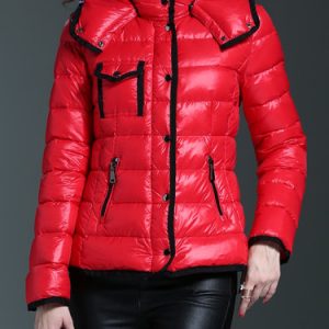 Red Pockets Zipper Casual H-line Down Coat