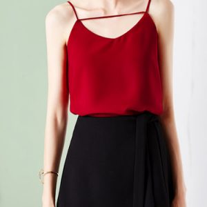 Red Polyester Elegant Cami