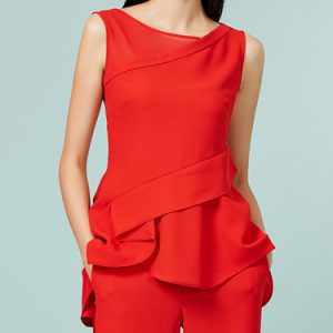 Red Ruffled Sleeveless Tank