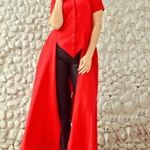 Red Short Sleeve Plain Tunic