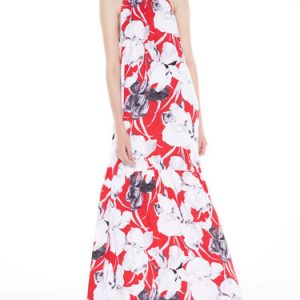 Red Sleeveless Floral-print Maxi Dress