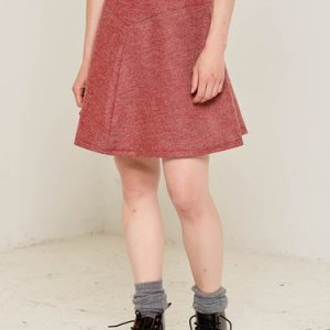 Red Wool A-line Plain Casual Mini Skirt