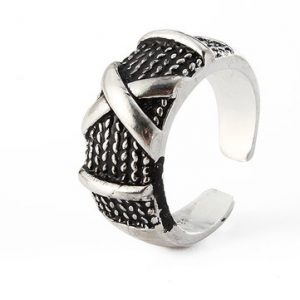 Retro Adjustable Ring X Words Silver Plated Cool Men Ring Jewelry Accessories