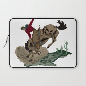 Retro Bronc and Cowboy Computer Cover by dakotagypsiesart - Laptop Sleeve - 13"