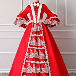 Retro Costume Red Victorian Dress Baroque Masquerade Ball Gowns Royal Vintage Costume Halloween