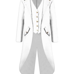 Retro Costumes For Man High Low Coat Button Up Vintage Tuxedo