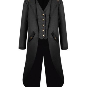 Retro Costumes For Man High Low Coat Button Up Vintage Tuxedo