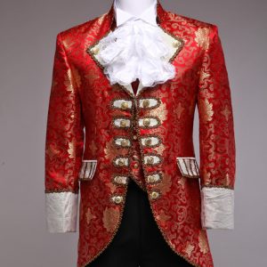 Retro Prince Costume Men's Red Jacquard European Vintage Royal Costume Outfit Halloween