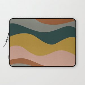 Retro Waves Minimalist Pattern 2 in Rust, Blush Pink, Gray, Navy Blue, and Mustard Gold Computer Cover by Kierkegaard Design Studio - Laptop Sleeve -