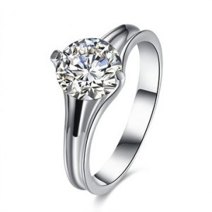 Retro Wedding Ring Silver Platinum Oval Zircon Ring for Women Gift