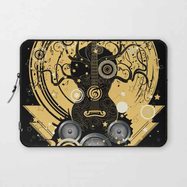 Retro geometric music themed design with guitar tree Computer Cover by AnnArtshock - Laptop Sleeve - 13"