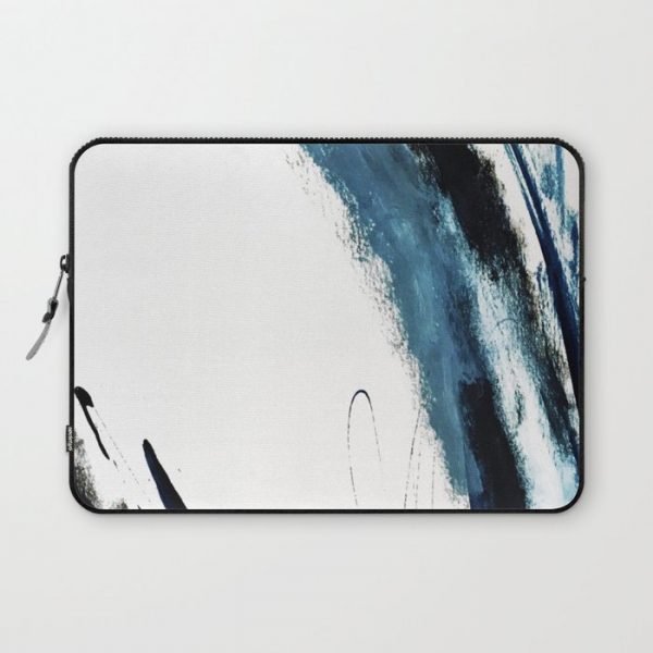 Reykjavik: a pretty and minimal mixed media piece in black, white, and blue Computer Cover by Alyssa Hamilton Art - Laptop Sleeve - 13"