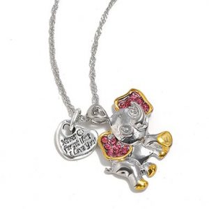 Rhinestone Baby Elephant Shape Silver Metal Necklace - One Size