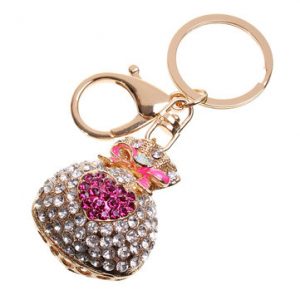 Rhinestone Metal Purse Shaped Keyring