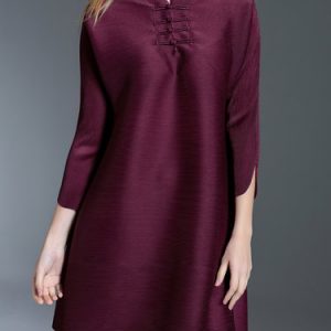 Ribbed 3/4 Sleeve Casual H-line Mini Dress