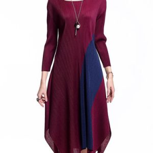 Ribbed Asymmetric Elegant Midi Dress