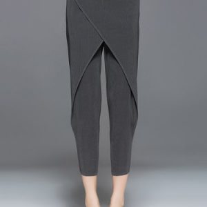 Ribbed Casual Solid Straight Leg Pants