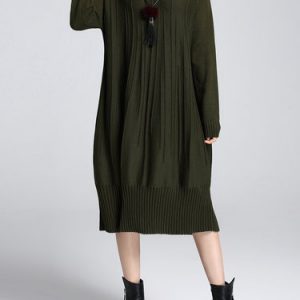 Ribbed Turtleneck Long Sleeve Sweater Dress