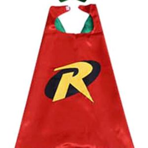 Robin Cape Costume Superhero Kids Printed Red Birthday Party Cape And Mask Set