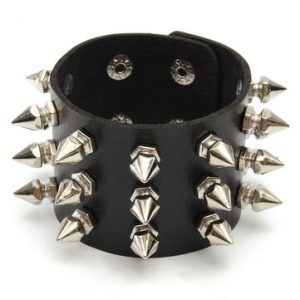 Rock Four Row Rivet Leather Bracelet