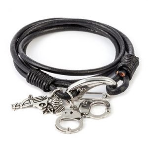 Rock Men Bracelet Woven Cool Leather Bracelet Handcuffs Shape Police Cop Love Gift