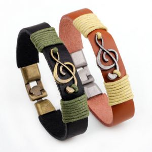 Rock Unisex Bracelet Punk Leather Alloy Music Rope Bracelet