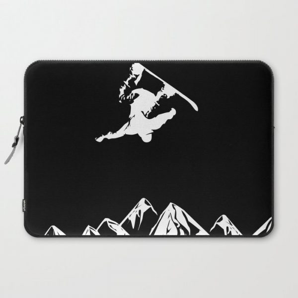 Rocky Mountain Snowboarder Catching Air Computer Cover by PodArtist - Laptop Sleeve - 15"