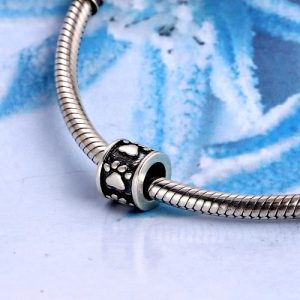 Romacci S925 Sterling Silver Fashion Friends Cylinder Shape Bead Charm for 3mm Snake Chain Bracelet Bangle DIY Women Jewelry Accessory