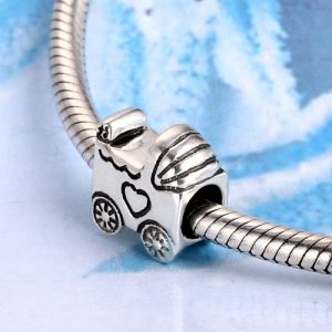 Romacci S925 Sterling Silver Fashion Friends Cylinder Shape Bead Charm for 3mm Snake Chain Bracelet Bangle DIY Women Jewelry Accessory