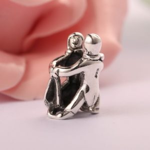 Romacci S925 Sterling Silver Fashion Friends Cylinder Shape Bead Charm for 3mm Snake Chain Bracelet Bangle DIY Women Jewelry Accessory