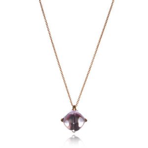 Rose Gold Amethyst Round 925 Sterling Silver Necklace