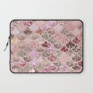 Rose Gold Blush Glitter Ombre Mermaid Scales Pattern Computer Cover by Better HOME - Laptop Sleeve - 13"