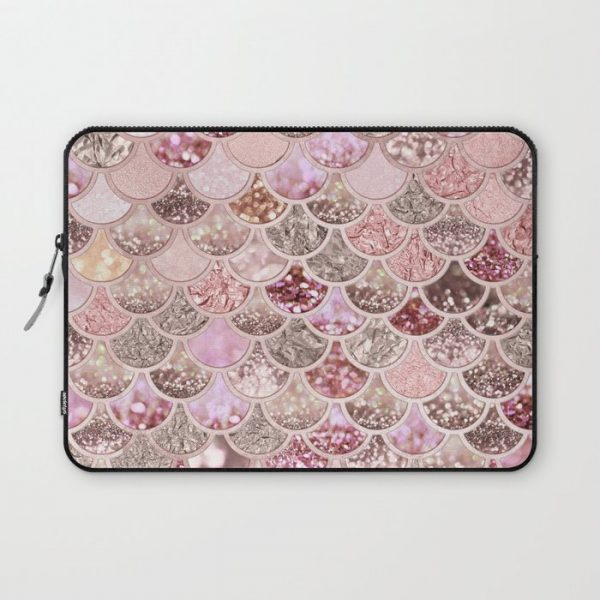 Rose Gold Blush Glitter Ombre Mermaid Scales Pattern Computer Cover by Better HOME - Laptop Sleeve - 13"