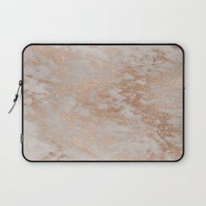 Rose Gold Copper Glitter Metal Foil Style Marble Computer Cover by UtArt - Laptop Sleeve - 13"