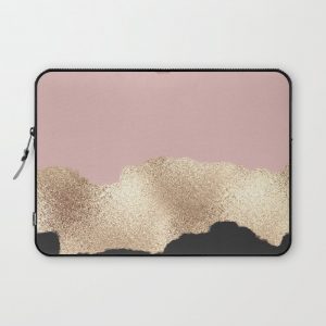 Rose Gold Glitter Black Pink Abstract Girly Art Computer Cover by La Femme - Laptop Sleeve - 13"