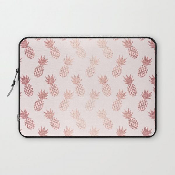 Rose Gold Pineapple Pattern Computer Cover by tanyadraws - Laptop Sleeve - 13"