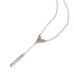 Rose Gold Plated Lariats Necklace Elegant Women Accessories Long Pendant