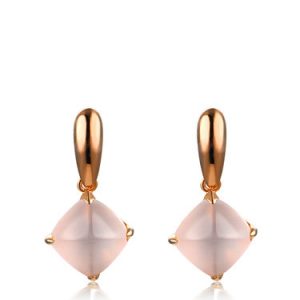 Rose Gold Square Genuine Crystal Earrings