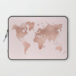 Rose Gold World Map Computer Cover by lolomastudio - Laptop Sleeve - 13"