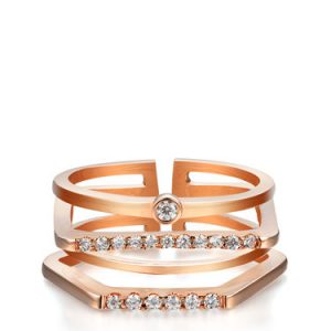 Rose Gold Zircon Hexagon 925 Sterling Silver Ring