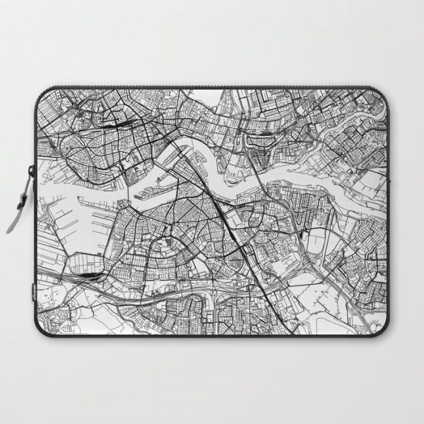 Rotterdam White Map Computer Cover by multipliCITY - Laptop Sleeve - 15"