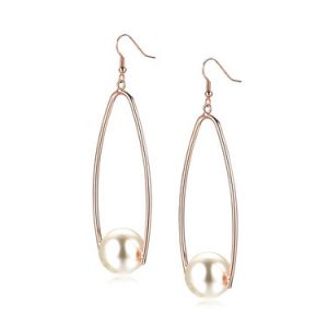 Round Moon Hanging Synthetic Materials Pearl Earrings