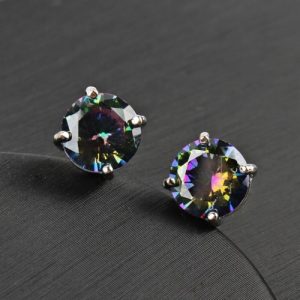 Round Shape Colorful Multi-aspect Crystal Diamond Ear Studs Women Ear Great Decoration