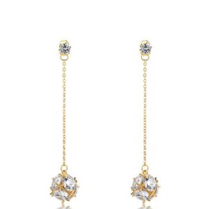 Round Zircon Synthetic Materials Earrings