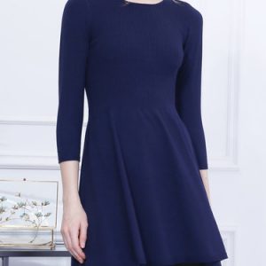 Royal Blue A-line Casual Knitted Mini Dress