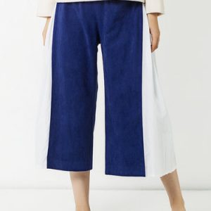 Royal Blue Long Sleeve Color Block Wide Leg Pants