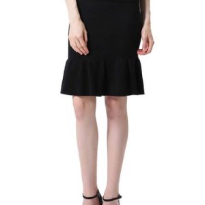 Ruffled Casual Solid Cotton Knitted Mini Skirt