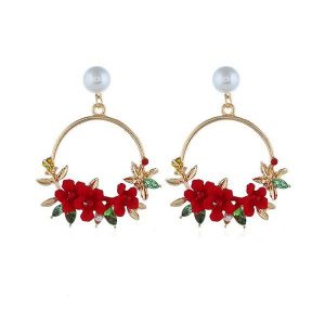 Rural Style Floral Circle Drop Earrings