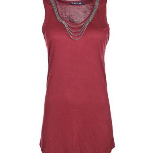 Rust Chain-trimmed Scoop NecklineTank