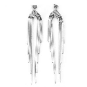 S925 Simple Earrings Sterling Silver Long Tassel Elegant Line Earrings